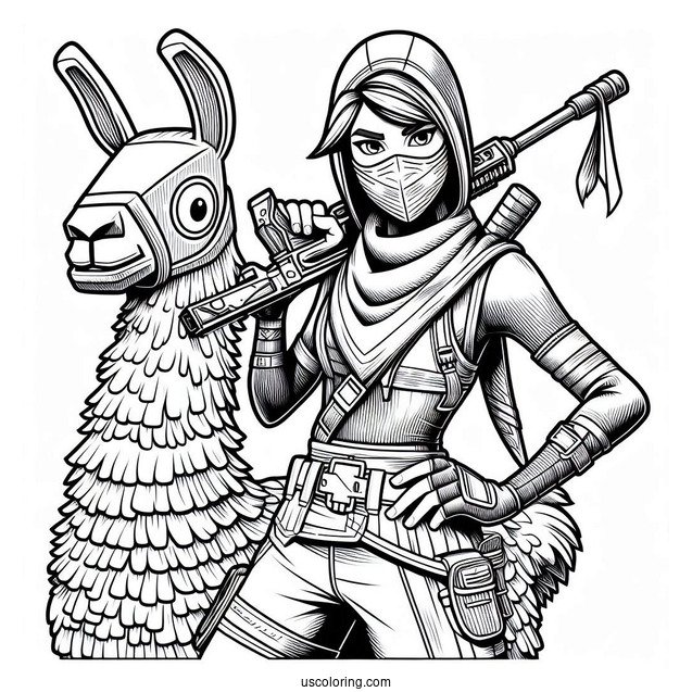 Fortnite Ninja With Llama Coloring In