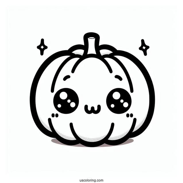 Kawaii Pumpkin Coloring Page For Preschoolers