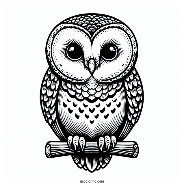 Simple Barn Owl To Color