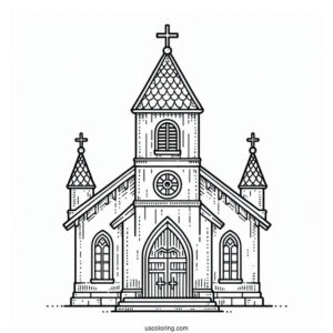 Simple Church Coloring Page Building For Preschoolers