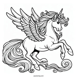 Easy Pegasus Coloring Page Outline For Kids