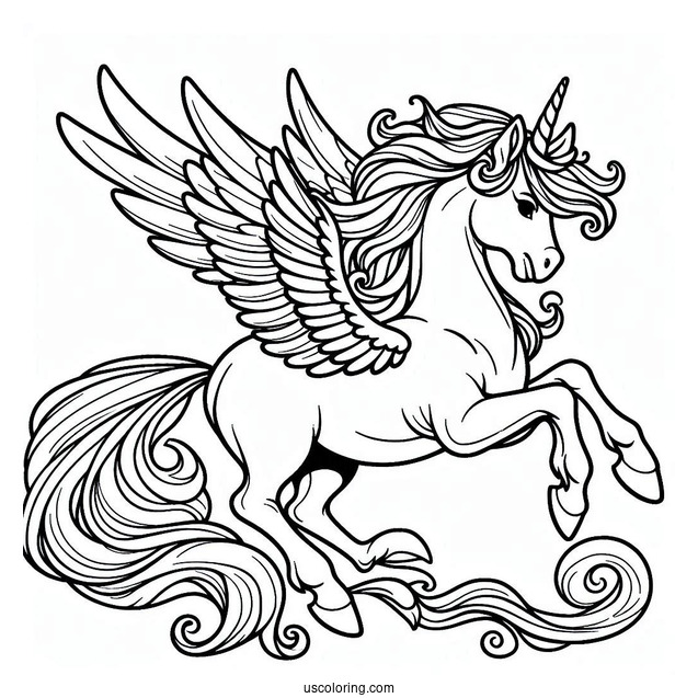Easy Pegasus Coloring Page Outline For Kids