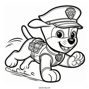 Police Dog Chase Coloring Picture For Preschoolers