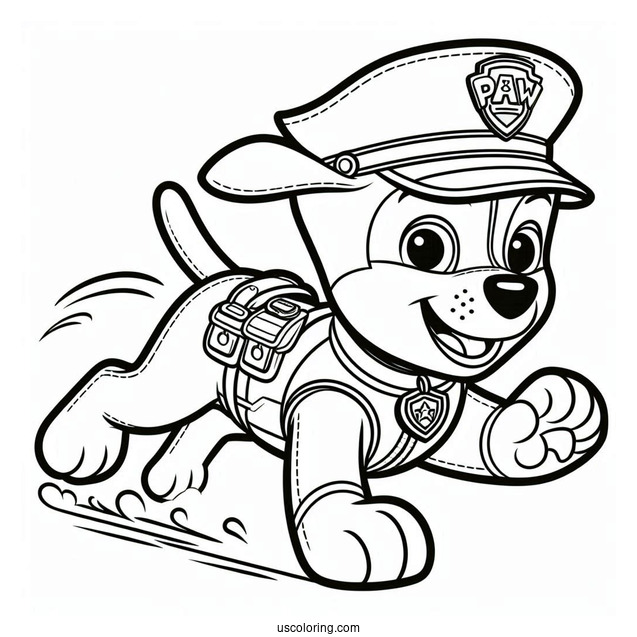 Police Dog Chase Coloring Picture For Preschoolers
