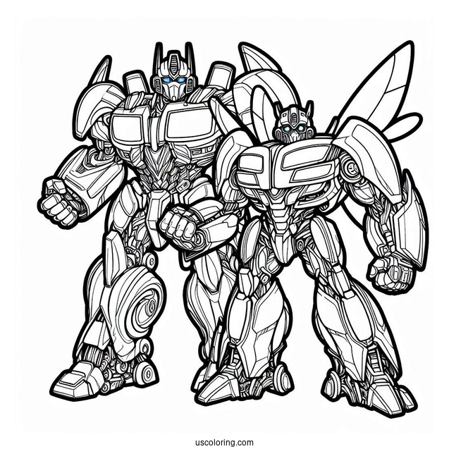 Optimus Prime vs Bumblebee Coloring Page