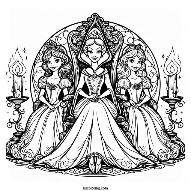 The Wicked Stepsisters From Cinderella Coloring Sheet