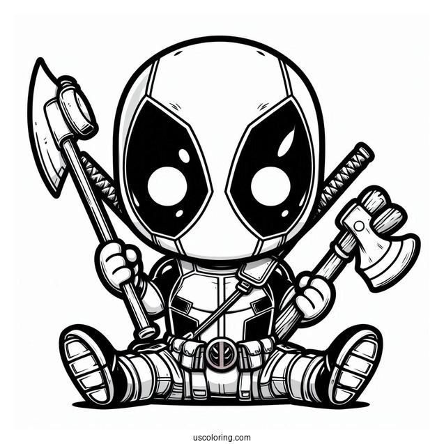 Chibi Deadpool Coloring Page