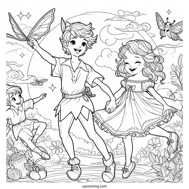 Darling Siblings With Peter Pan And Lost Boys