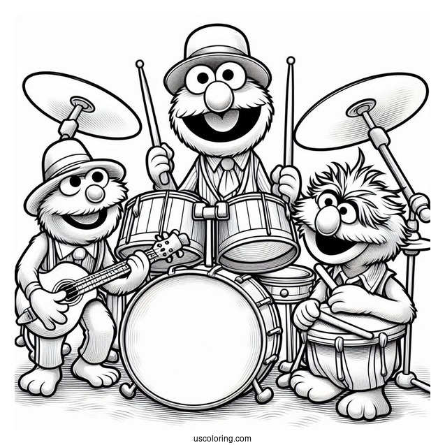 Muppets Coloring Page Of Animal Playing The Drums