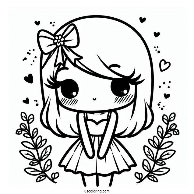 Female Shy Guy Coloring Page With Lashes And Dress