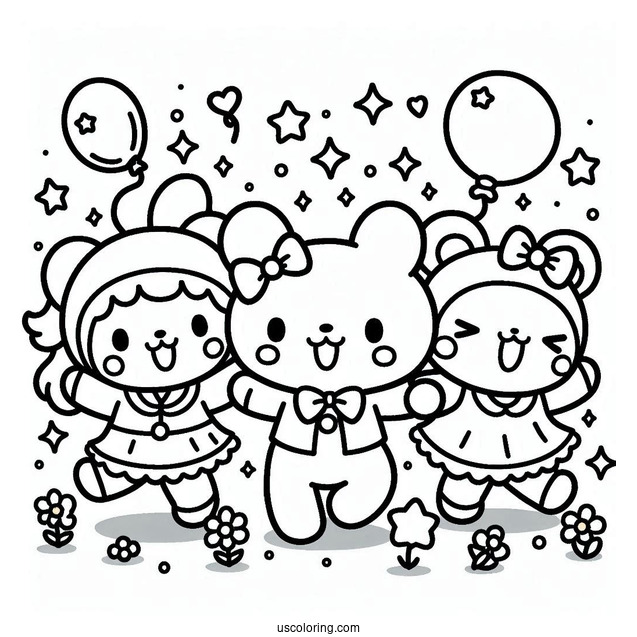 Sanrio Coloring Pages Of Friends Dancing