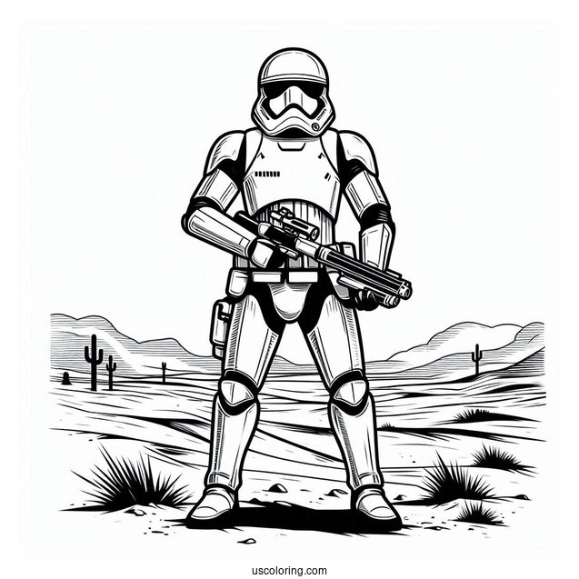 Stormtrooper Coloring Page Shocktrooper Standing In The Desert
