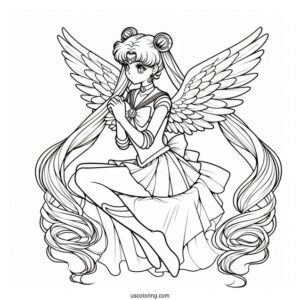 Realistic Sailor Moon With Wings Coloring In