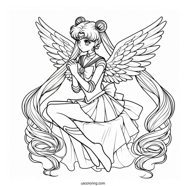 Realistic Sailor Moon With Wings Coloring In