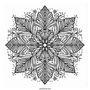 Elegant Snowflake Coloring Page Mandala