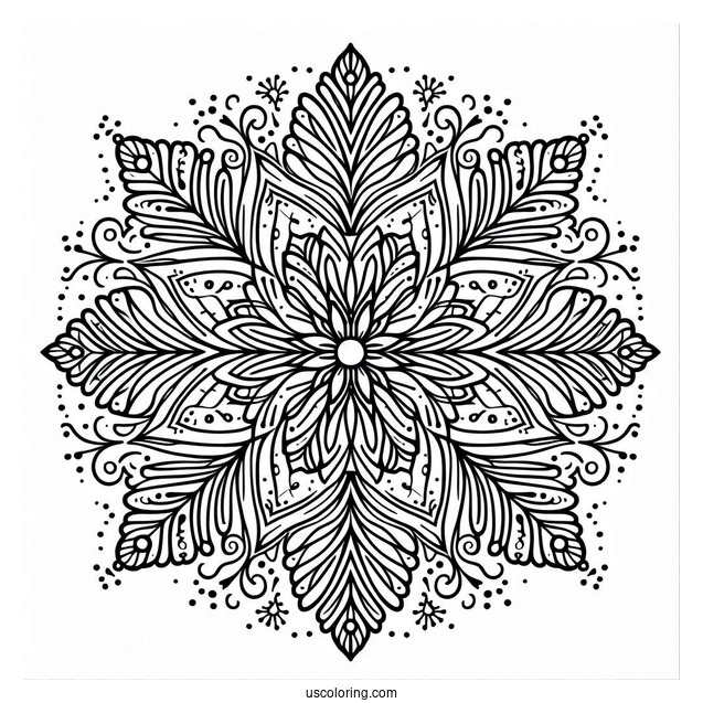 Elegant Snowflake Coloring Page Mandala