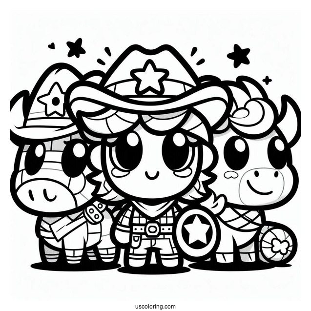 Colt, Shelly, And Poco Brawl Stars Coloring Page