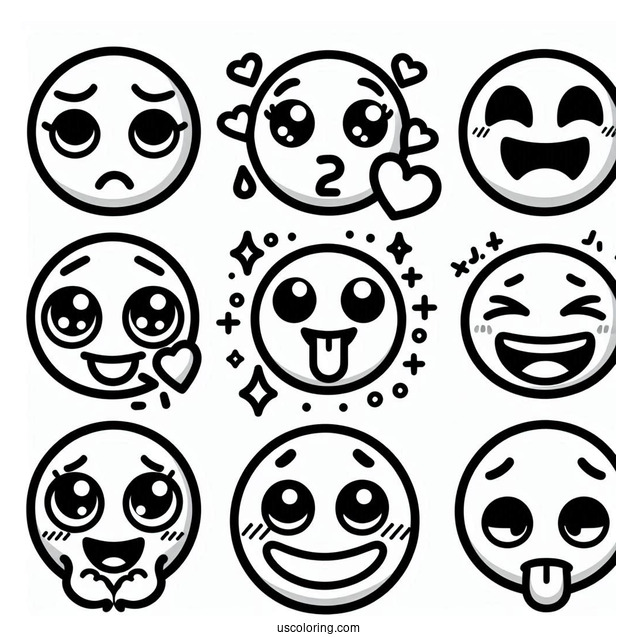 Full Page Of Emoji Coloring Page