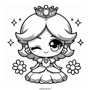 Chibi Princess Daisy Coloring Page Winking For Preschoolers