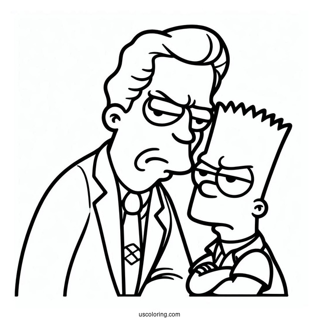 Simpsons Coloring Pages Of Combic Book Guy Jeff Albertson Frowning At Bart Simpson