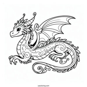 Simple Outline Of a Dragon To Color For Kids