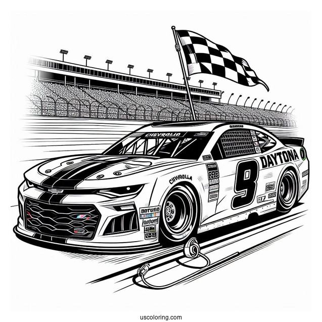 NASCAR Coloring Page Of Daytona Chevrolet Camaro Side To Side