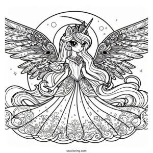 Beautiful Princess Luna Coloring Page With Wings Spread