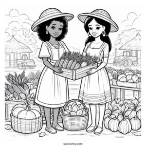 Two Farmers Presenting Harvest For Sale