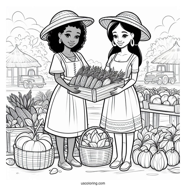 Two Farmers Presenting Harvest For Sale