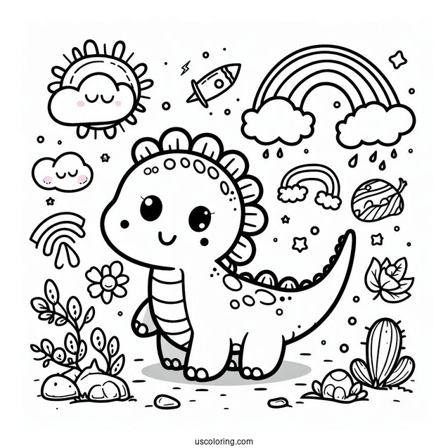 Dinosaur Coloring Page Of Kawaii Leaellynasaurus Coloring Sheet