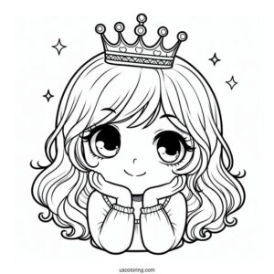 Cute Princess Wearing Simple Crown Coloring Sheet