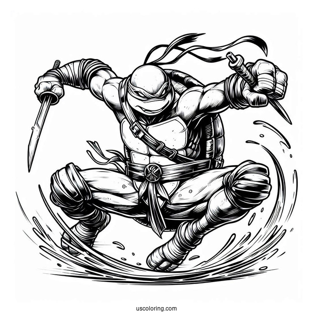 Ninja Turtles Coloring Page Of Spinter In Fighting Pose