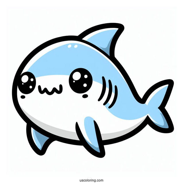 Kawaii Blue Shark Coloring Page