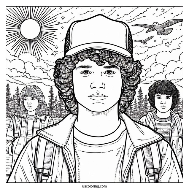 Dustin Henderson Coloring Page