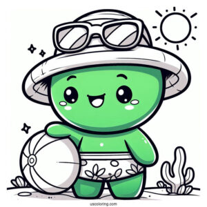 Smiling Chibi Hulk Coloring Page Under The Sun For Kids