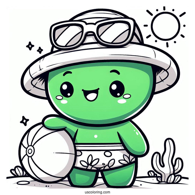 Smiling Chibi Hulk Coloring Page Under The Sun For Kids