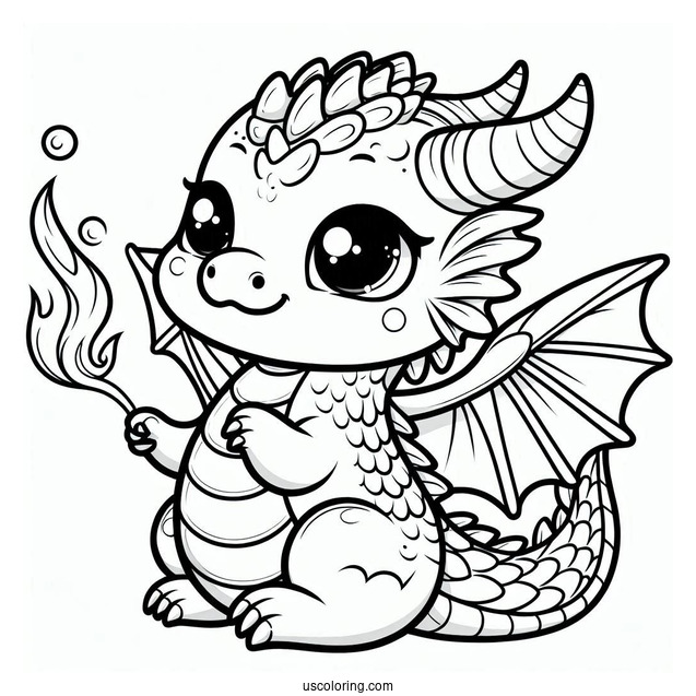 Super Cute Dragon To Color In