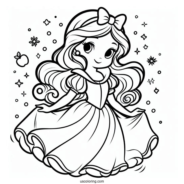 Easy Outline Of Snow White To Color For Kids