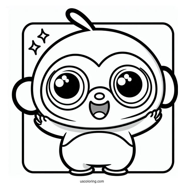 Pororo Coloring Page Of Poby Winking And Waving