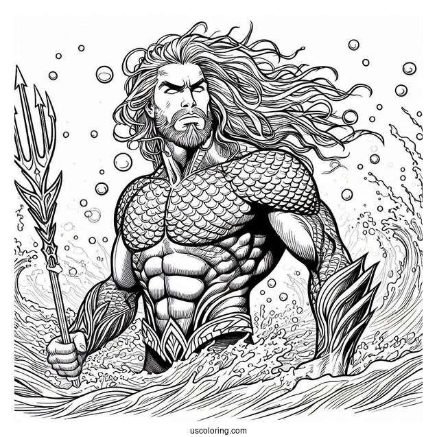 Mighty Aquaman Coloring Page Out Of The Water