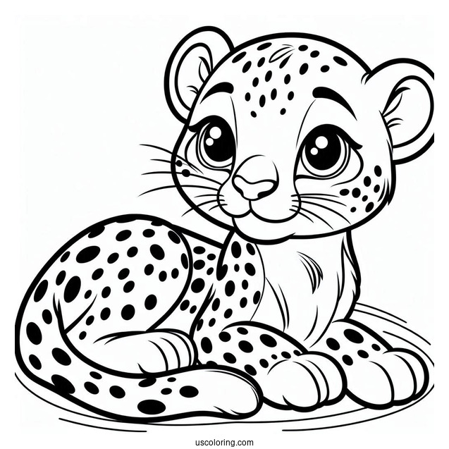 Easy Outline Of Friendly Cheetah Coloring Page