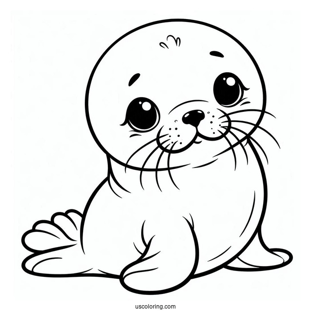 Easy Outline Of Baby Seal Coloring Page