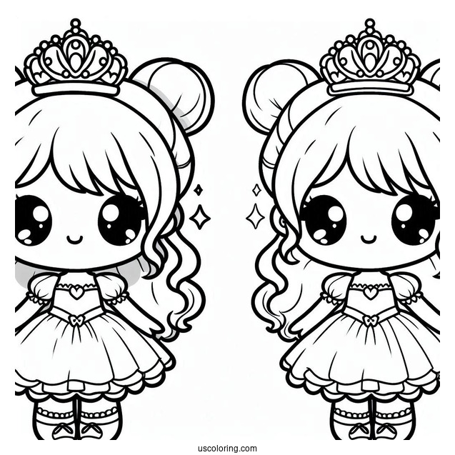 Kawaii Little Princess Coloring Page For Preschoolers