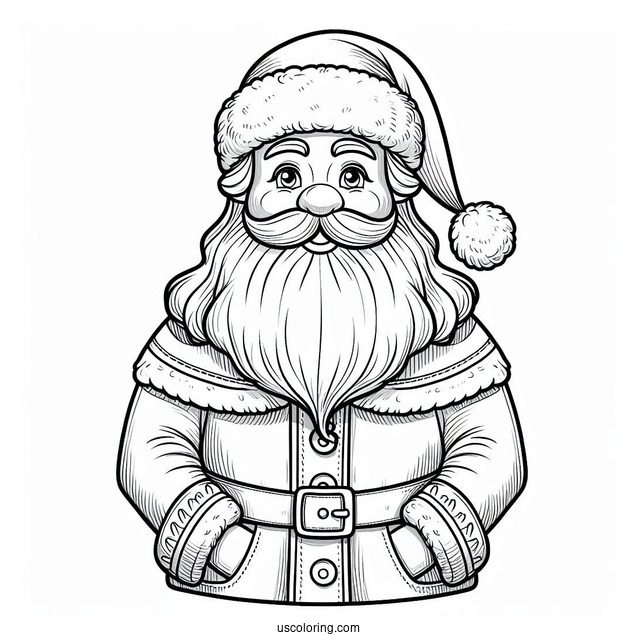 Father Christmas In Complete Suit To Color For Kids