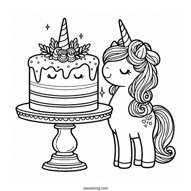 Unicorn Cake On Pedestal
