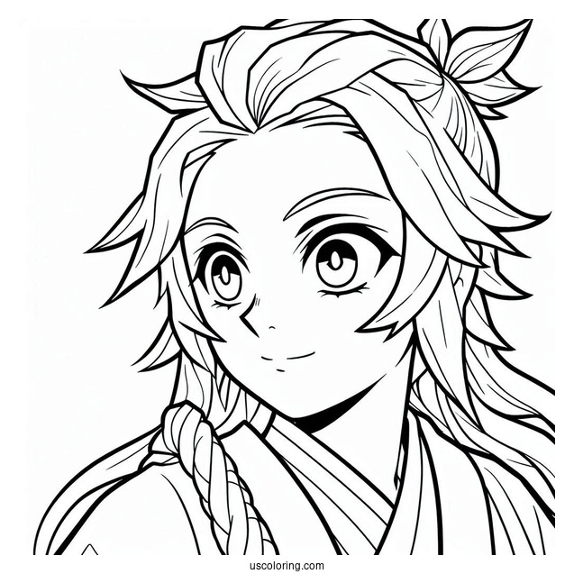 Close Up Of Tanjiro Coloring Page