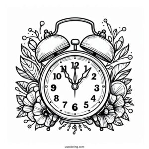 Alarm Clock With Bells Coloring Page