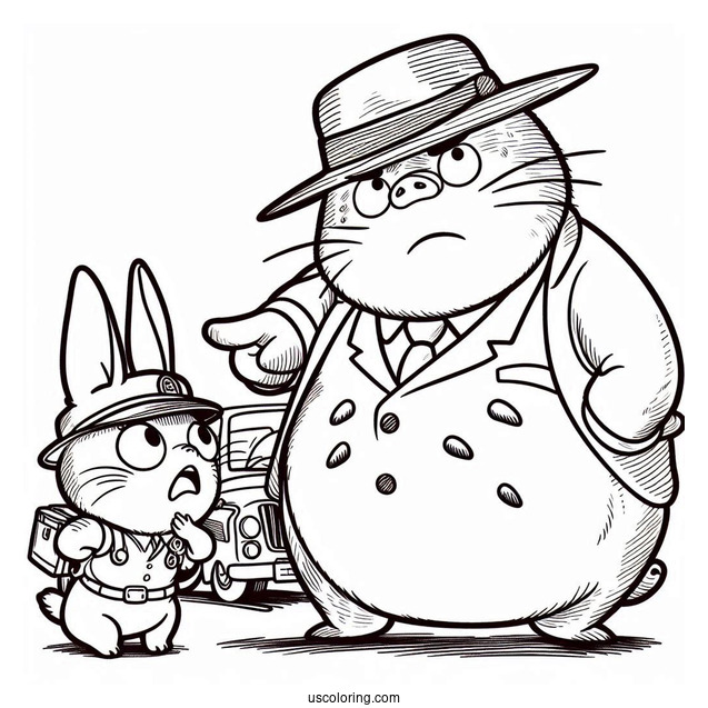 Studio Ghibli Coloring Page of Porco Rosso Being Scolded By Fio