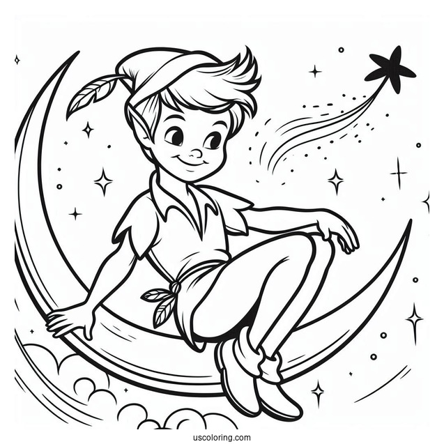 Simple Outline Of Peter Pan Coloring In