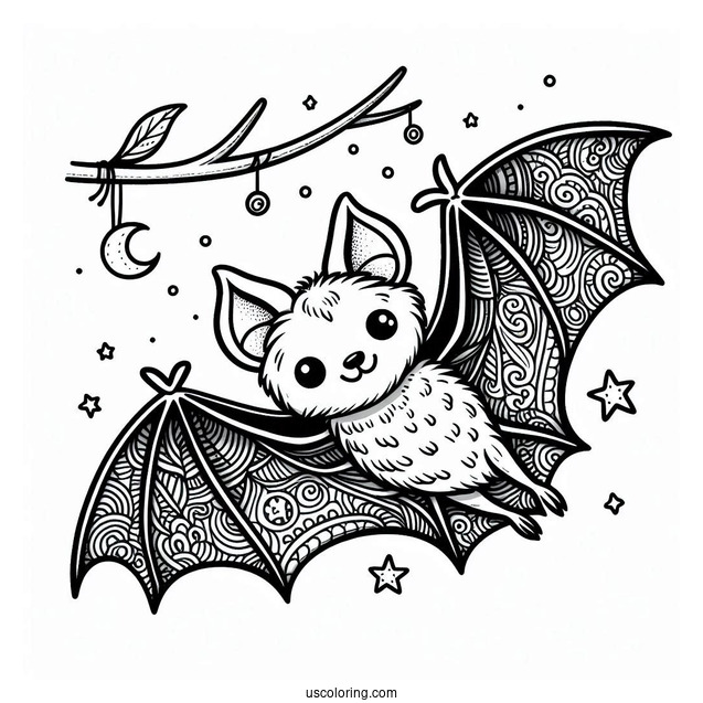 Fruit Bat Coloring Page Flying